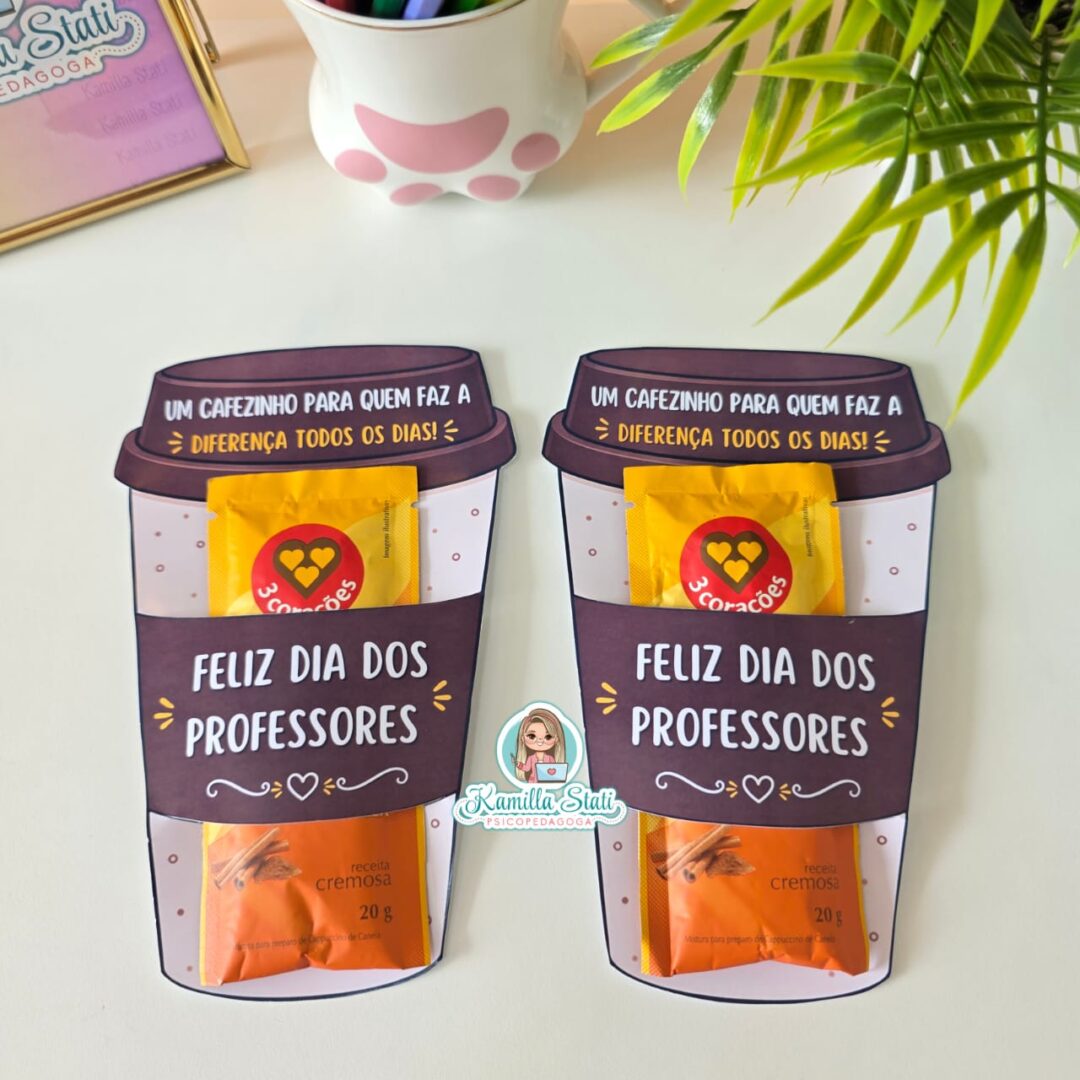 Lembrancinha para sachê de cappuccino: dia dos professores