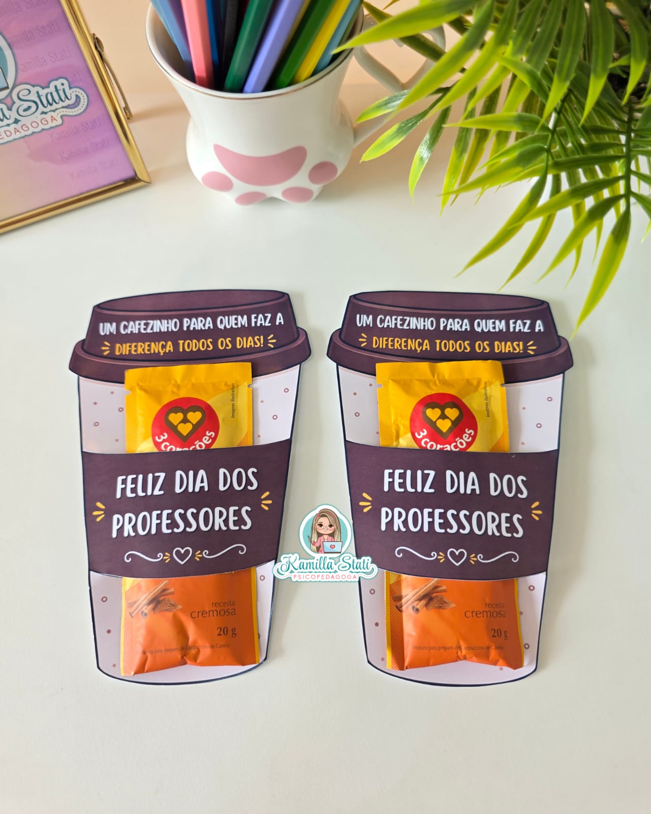 Lembrancinha para sachê de cappuccino: dia dos professores